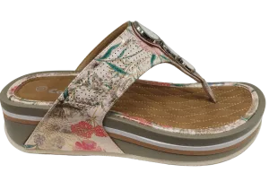 Propet Comfort Ladies White Floral Toe Post Mule Sandal WW1634