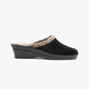 Rohde 2465-90 Womens Slippers Black/Zebra