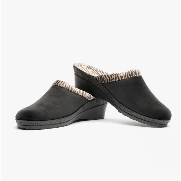 Rohde 2465-90 Womens Slippers Black/Zebra