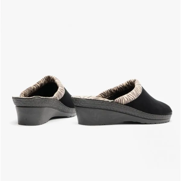 Rohde 2465-90 Womens Slippers Black/Zebra