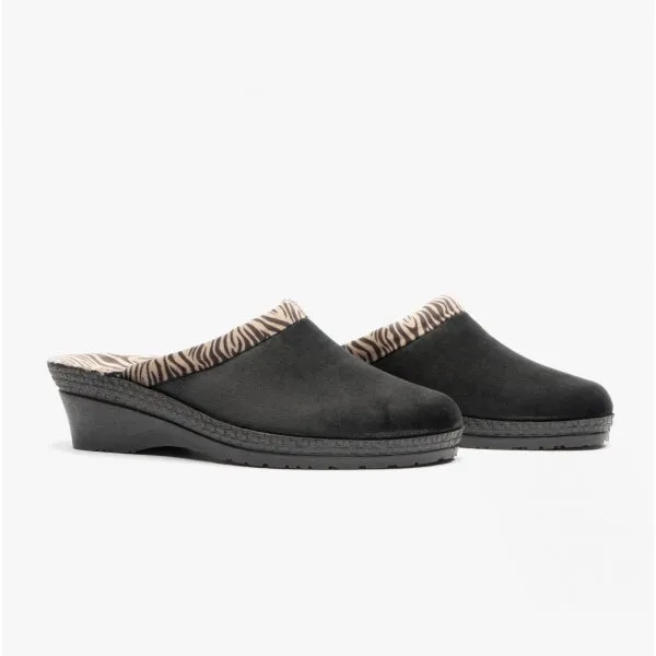 Rohde 2465-90 Womens Slippers Black/Zebra