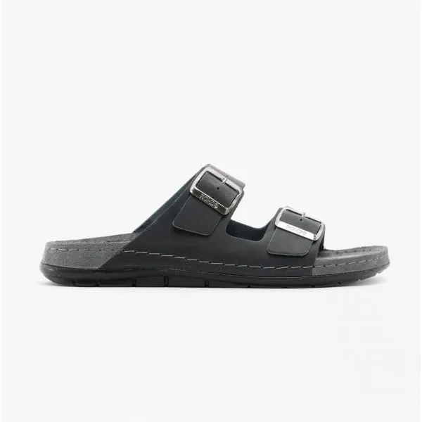 Rohde 5918 Mens Leather Mule Sandals Anthracite