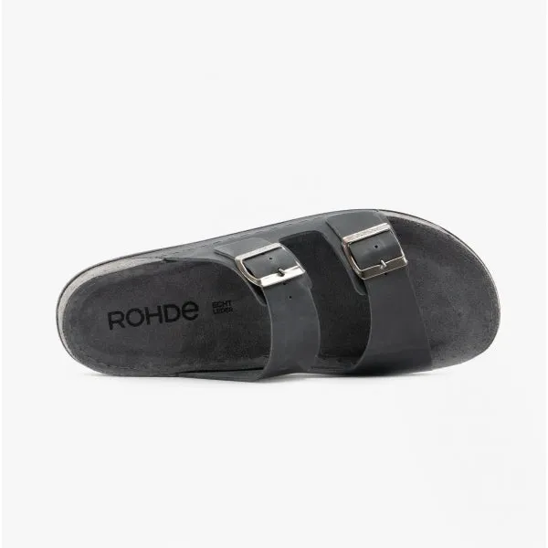 Rohde 5918 Mens Leather Mule Sandals Anthracite
