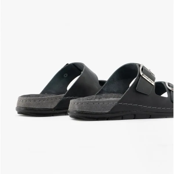 Rohde 5918 Mens Leather Mule Sandals Anthracite