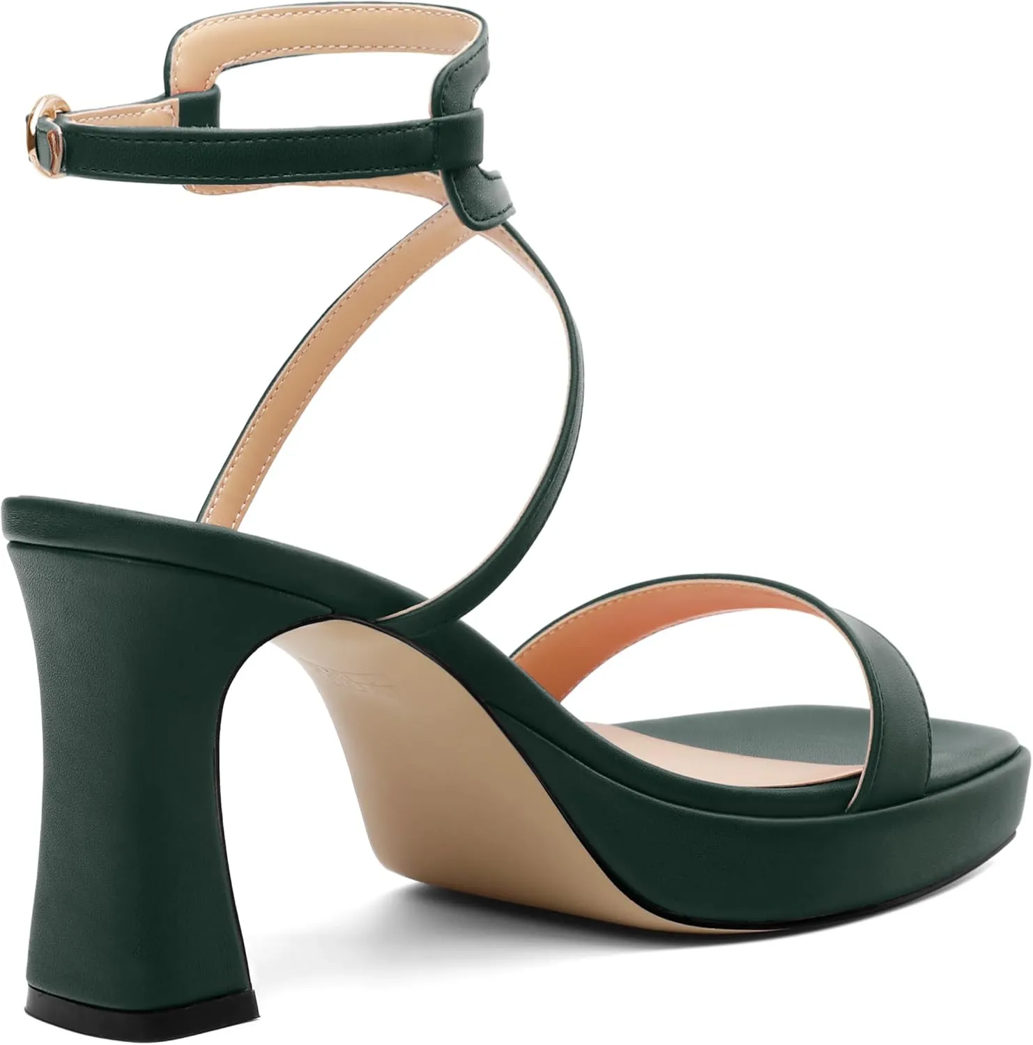ROSERWISH Platform Heels for Women Strappy High Heel Sandals Square Open Toe Chunky Heels Ankle Strap Womens Wedding Party Dress Shoes