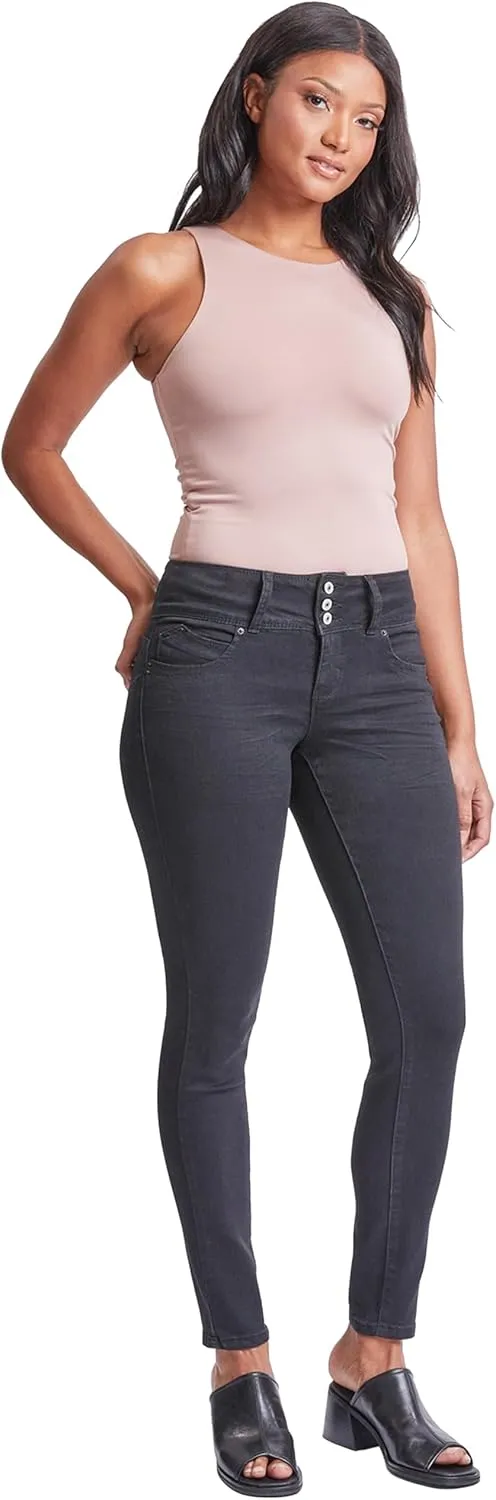 Royalty For Me Womens Women Wannabettabutt 3 Button Skinny Ankle Jean
