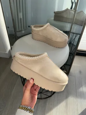 SALE Tas fleece lined slipper mule - beige