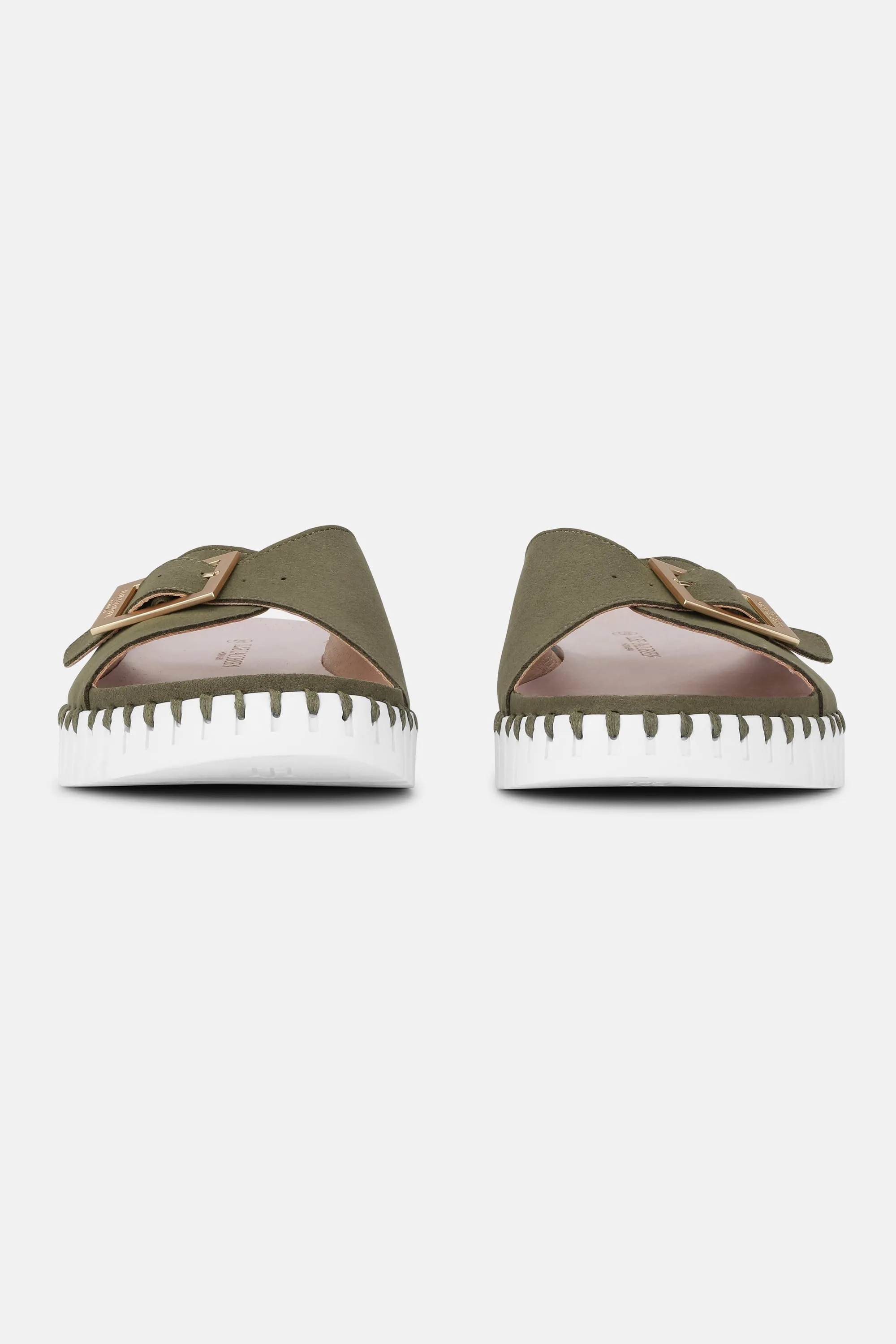 Sandals Buckle - Deep Olive White