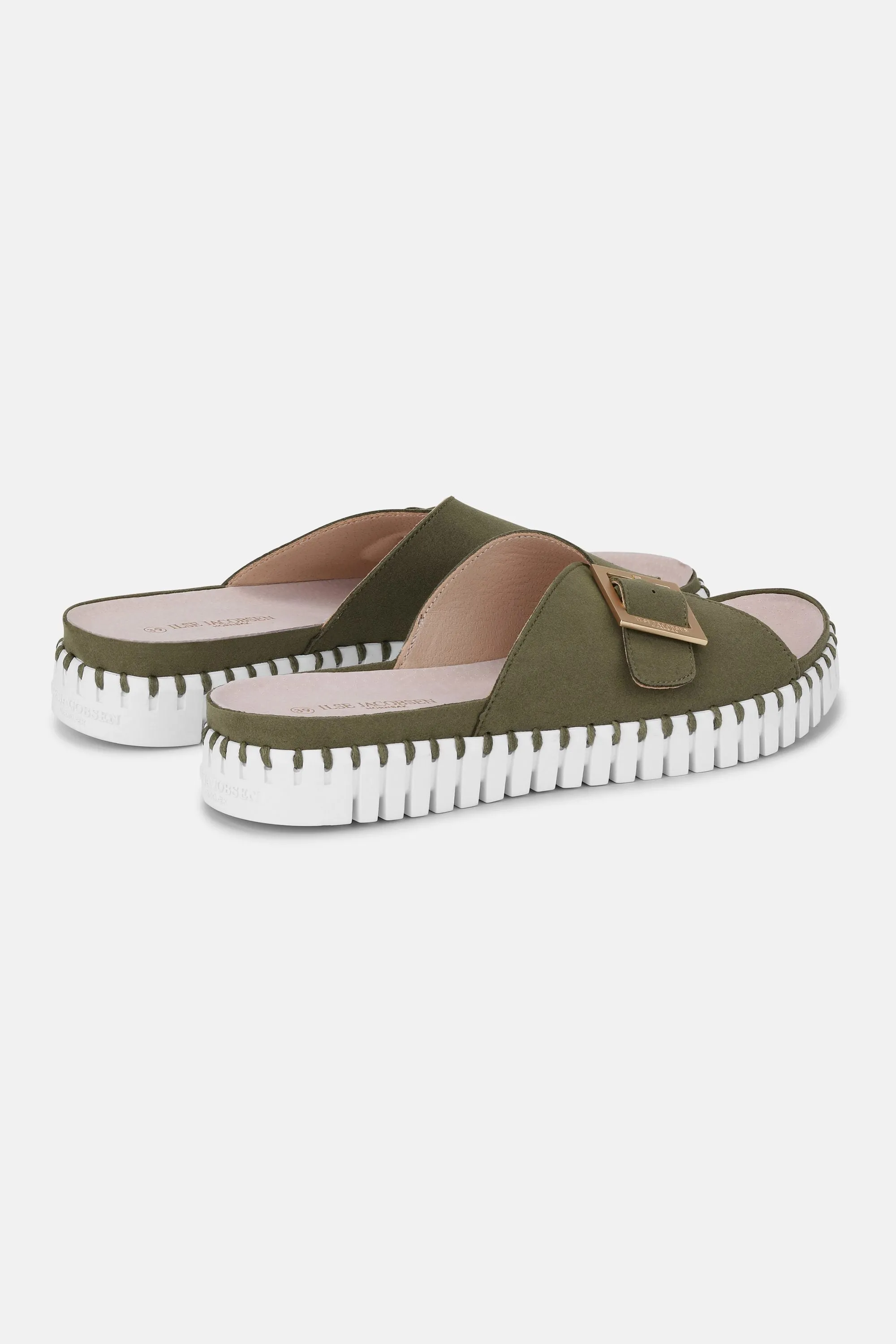 Sandals Buckle - Deep Olive White