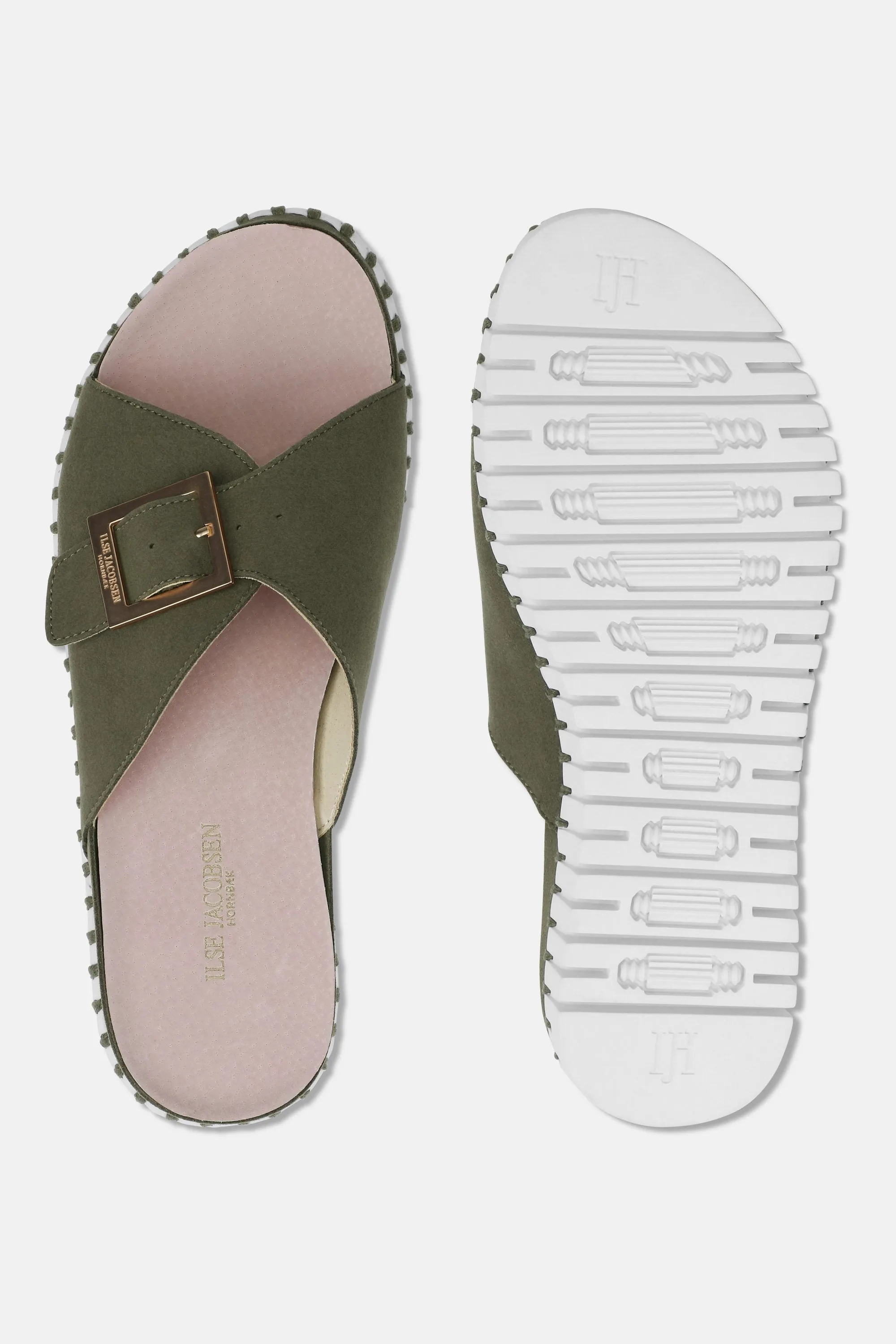 Sandals Buckle - Deep Olive White