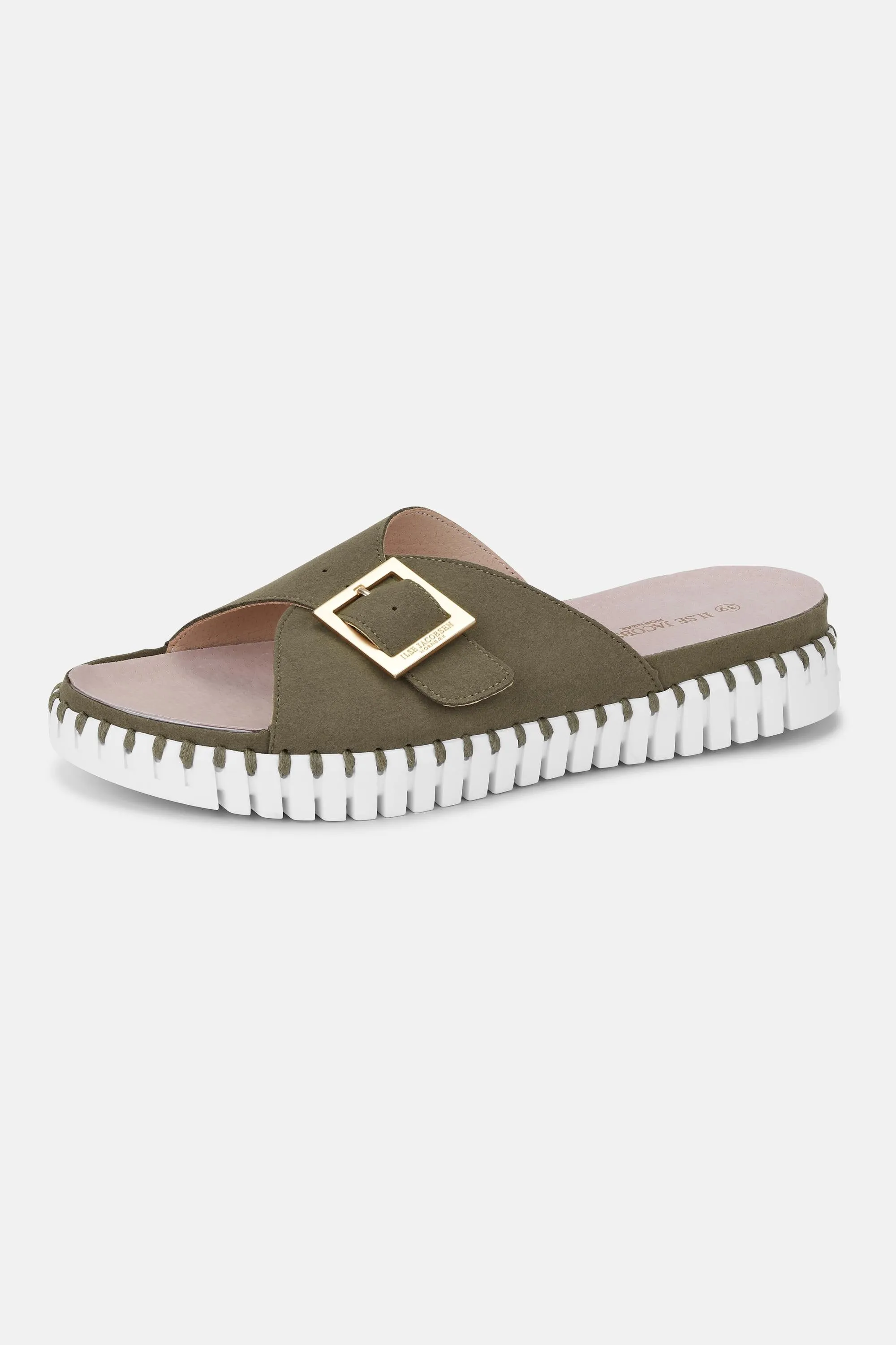 Sandals Buckle - Deep Olive White