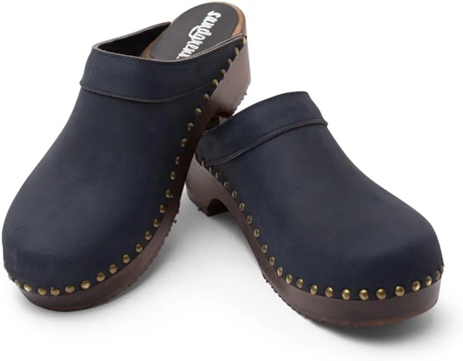 Sandgrens Handmade Swedish Wood Clogs for Men, Low Heel Mule | Bergen