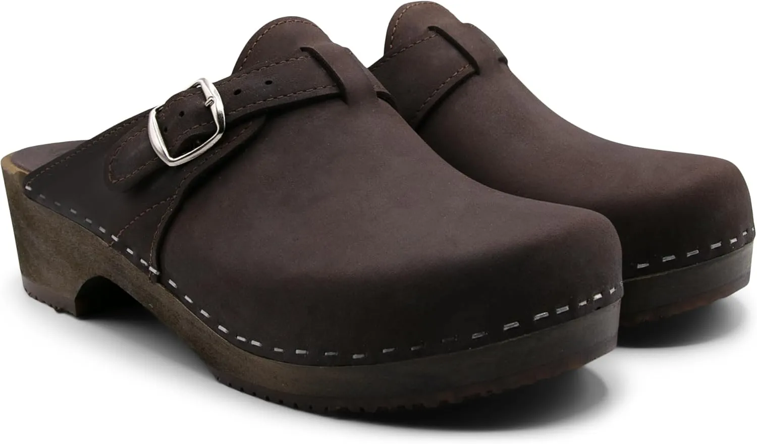 Sandgrens Handmade Swedish Wood Clogs for Men, Low Heel Mule | Halmstad