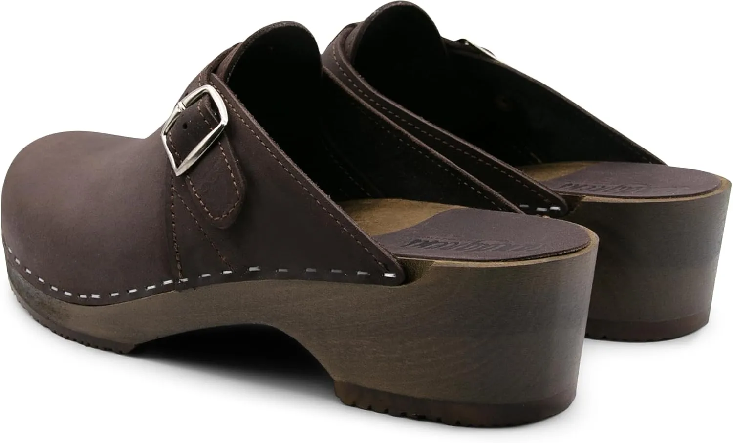 Sandgrens Handmade Swedish Wood Clogs for Men, Low Heel Mule | Halmstad