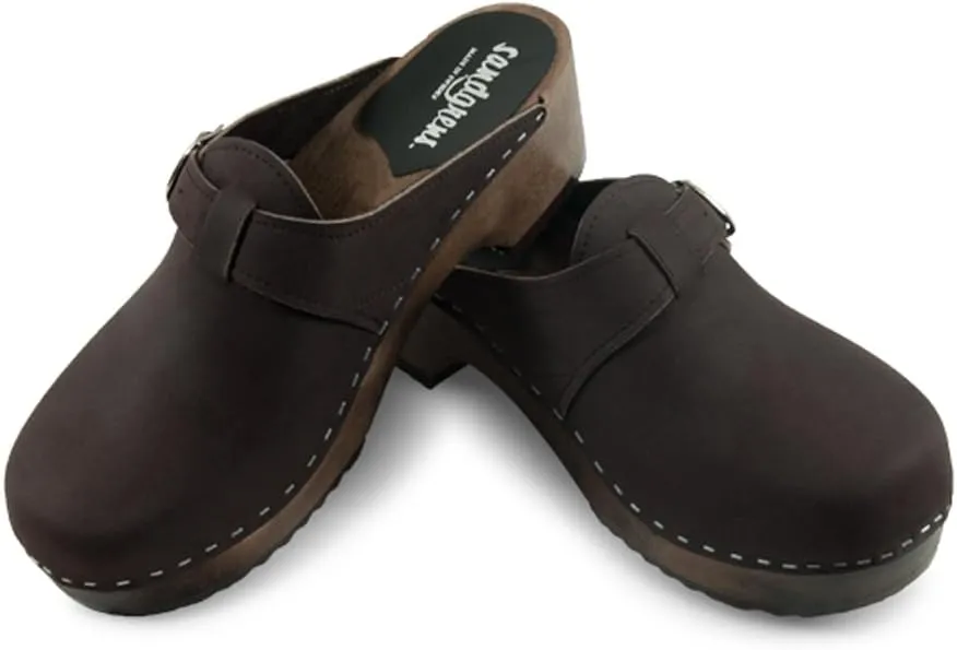 Sandgrens Handmade Swedish Wood Clogs for Men, Low Heel Mule | Halmstad