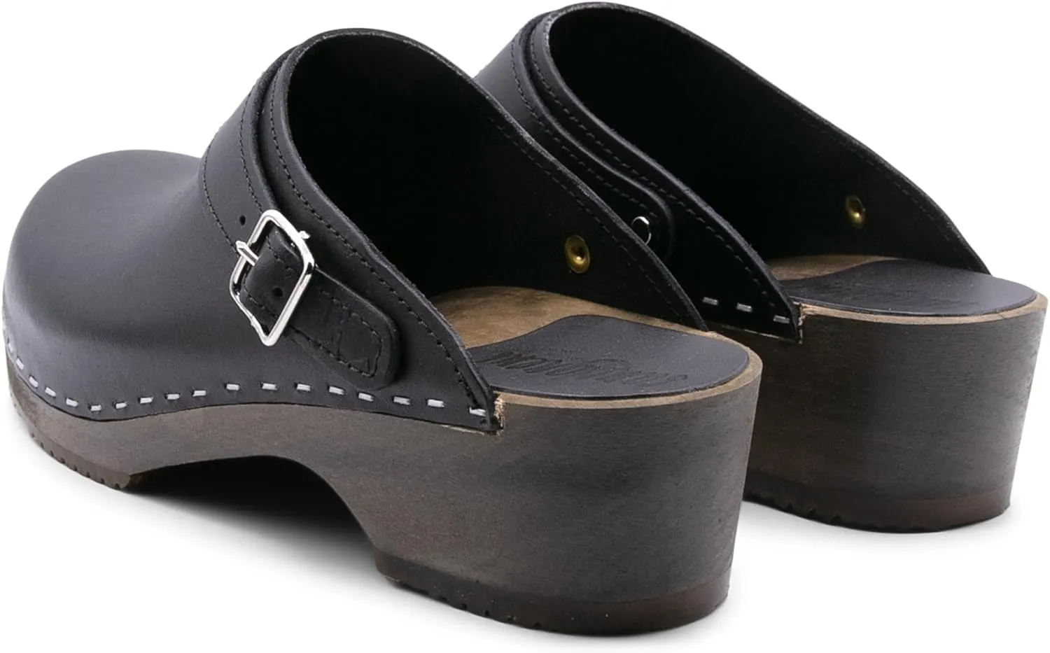 Sandgrens Handmade Swedish Wood Clogs for Men, Low Heel Mule | Nybro