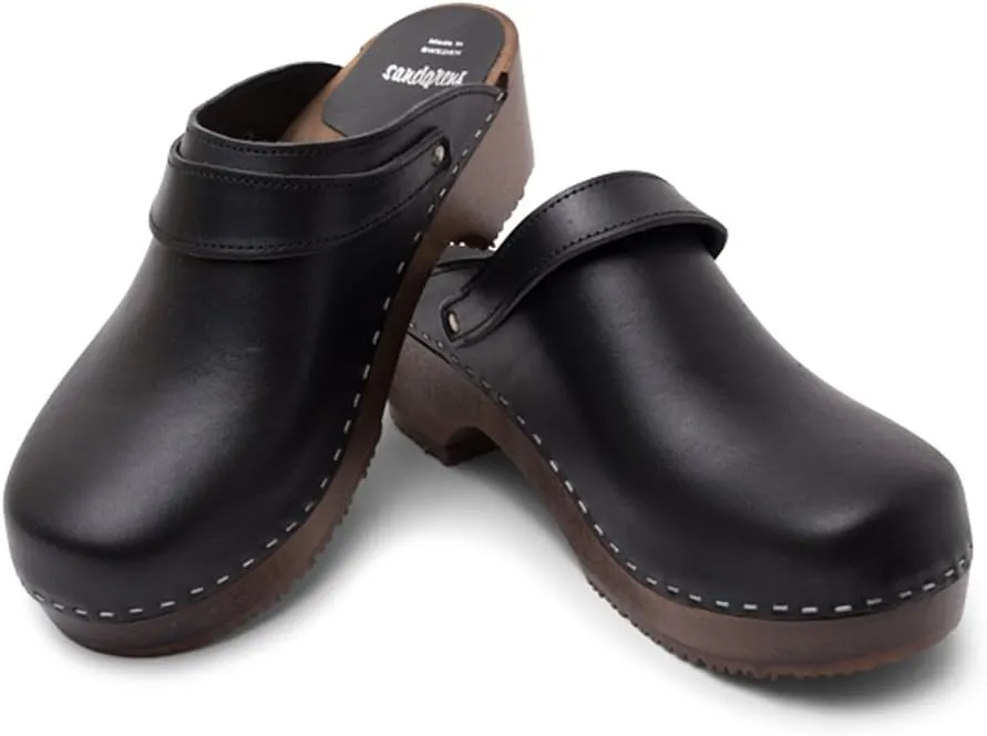 Sandgrens Handmade Swedish Wood Clogs for Men, Low Heel Mule | Nybro