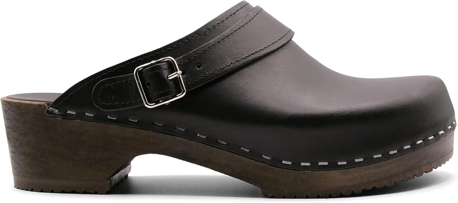 Sandgrens Handmade Swedish Wood Clogs for Men, Low Heel Mule | Nybro