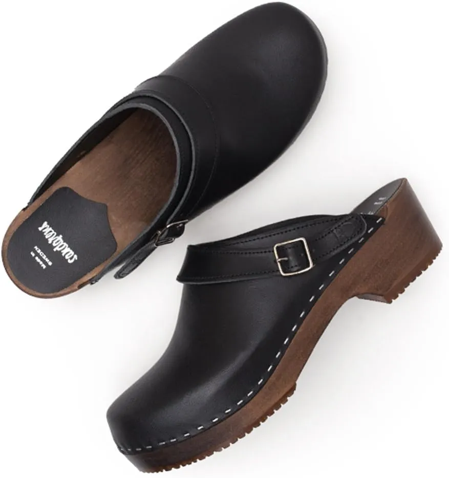 Sandgrens Handmade Swedish Wood Clogs for Men, Low Heel Mule | Nybro