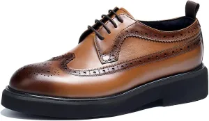 Santimon Men's Oxfords Formal Dress Wingtip Brogue Classic Lace-up Derby Genuine Leather Fashion Comfortable Shoes Buinsess Casual Prom Wedding Tuxedo Shoes for Men