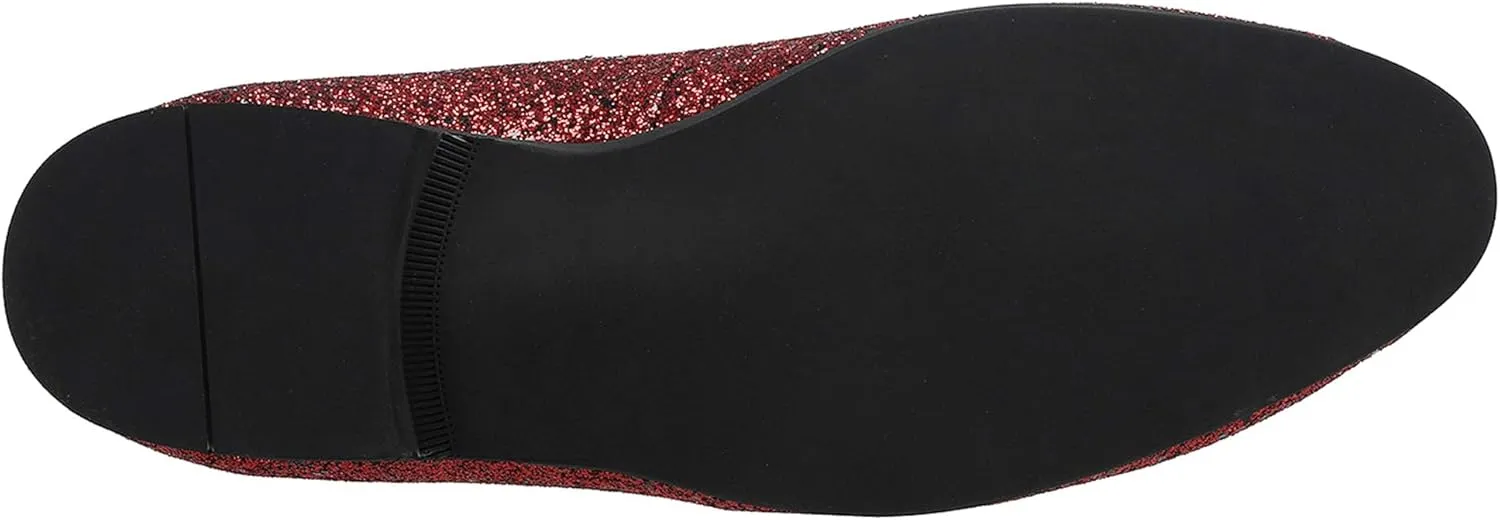 Santimon Mens Smoking Slipper Metallic Sparkling Glitter Tuxedo Slip on Dress Loafers Shoes