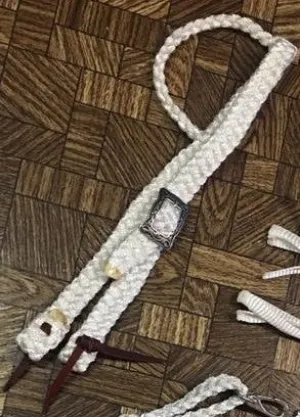 Single Ear Headstall - Leather Ties -  White & Black