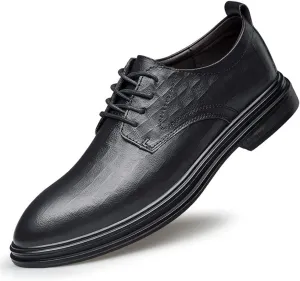Single Season Formal Shoes Dress Oxford for Men Lace Up Round Toe Plaid Embossed Derby Shoes Anti-Slip Low Top Non Slip Prom Very Popular Among Young People (Color : Black, Size : 8)