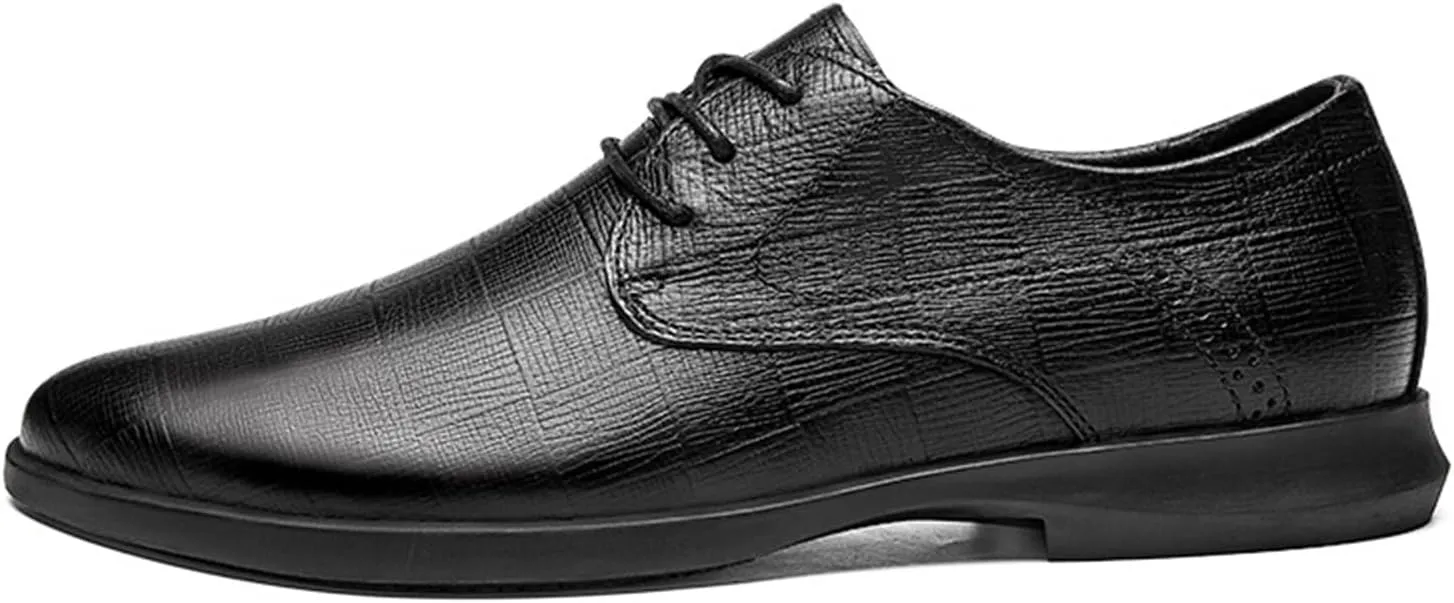 Single Season Oxford Dress Shoes for Men Lace Up Plaid Round Toe Derby Shoes Leather Rubber Sole Block Heel Anti-Slip Non Slip Resistant Wedding Very Popular Among Young People