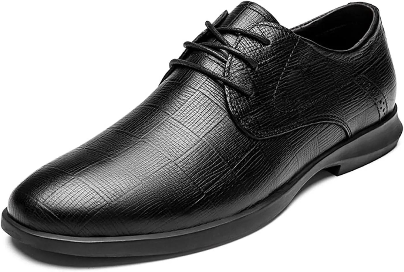 Single Season Oxford Dress Shoes for Men Lace Up Plaid Round Toe Derby Shoes Leather Rubber Sole Block Heel Anti-Slip Non Slip Resistant Wedding Very Popular Among Young People