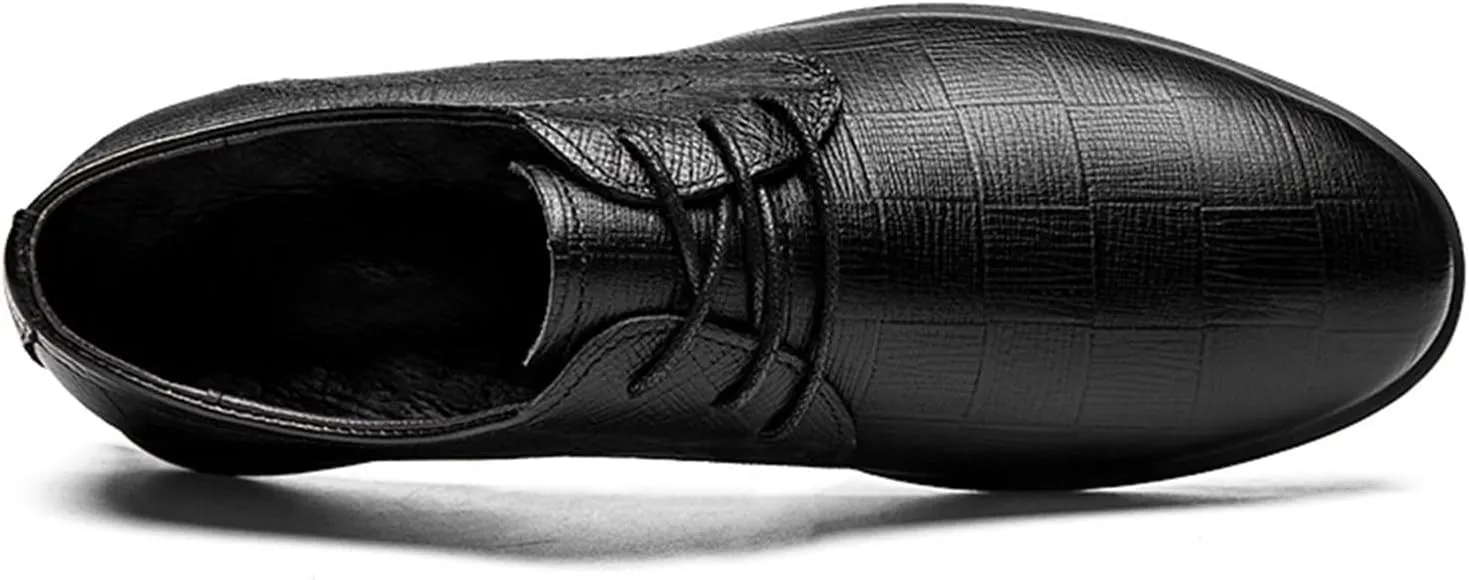 Single Season Oxford Dress Shoes for Men Lace Up Plaid Round Toe Derby Shoes Leather Rubber Sole Block Heel Anti-Slip Non Slip Resistant Wedding Very Popular Among Young People