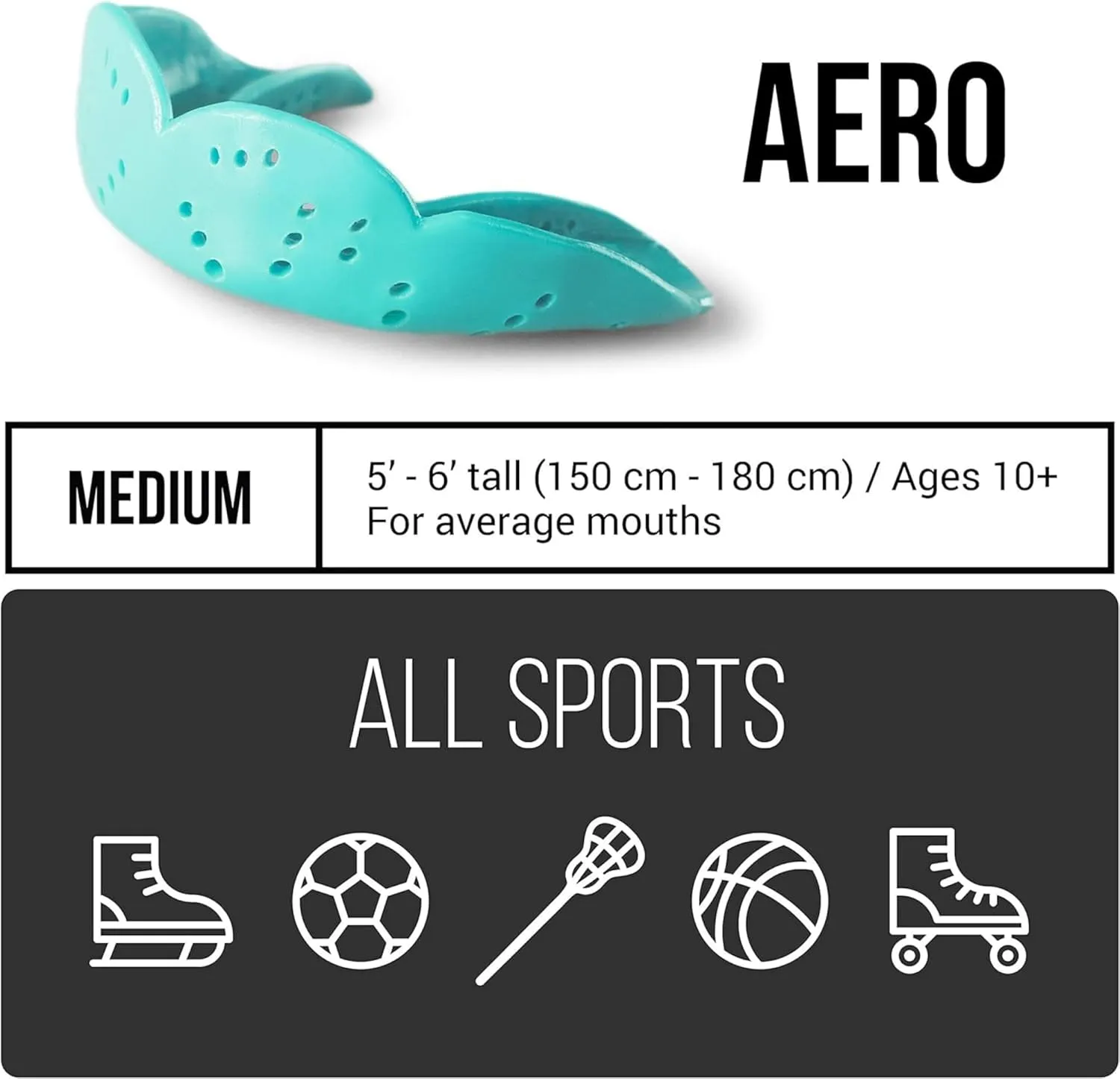 SISU Aero Medium Mouthguard, Snow White - 1.6mm Thin - Custom-Molded Fit - Slim Design - Remoldable Up to 20 Times - for Team Sports - Non Toxic