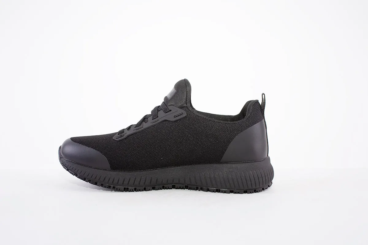 SKECHERS- 77222EC WORK:SQUAD SR-SLIP RESISTANT LACED TRAINER - BLACK