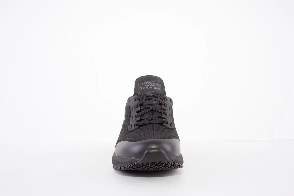SKECHERS- 77222EC WORK:SQUAD SR-SLIP RESISTANT LACED TRAINER - BLACK