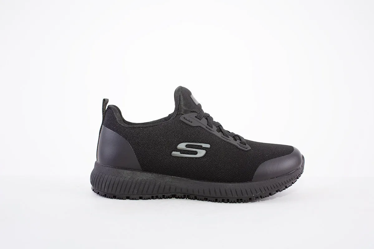 SKECHERS- 77222EC WORK:SQUAD SR-SLIP RESISTANT LACED TRAINER - BLACK