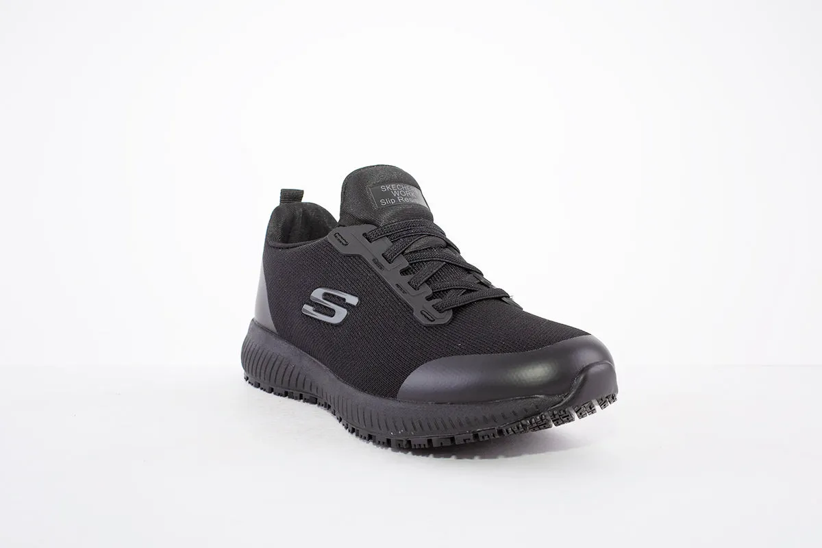 SKECHERS- 77222EC WORK:SQUAD SR-SLIP RESISTANT LACED TRAINER - BLACK