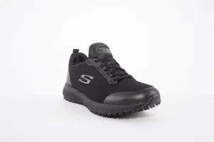 SKECHERS- 77222EC WORK:SQUAD SR-SLIP RESISTANT LACED TRAINER - BLACK