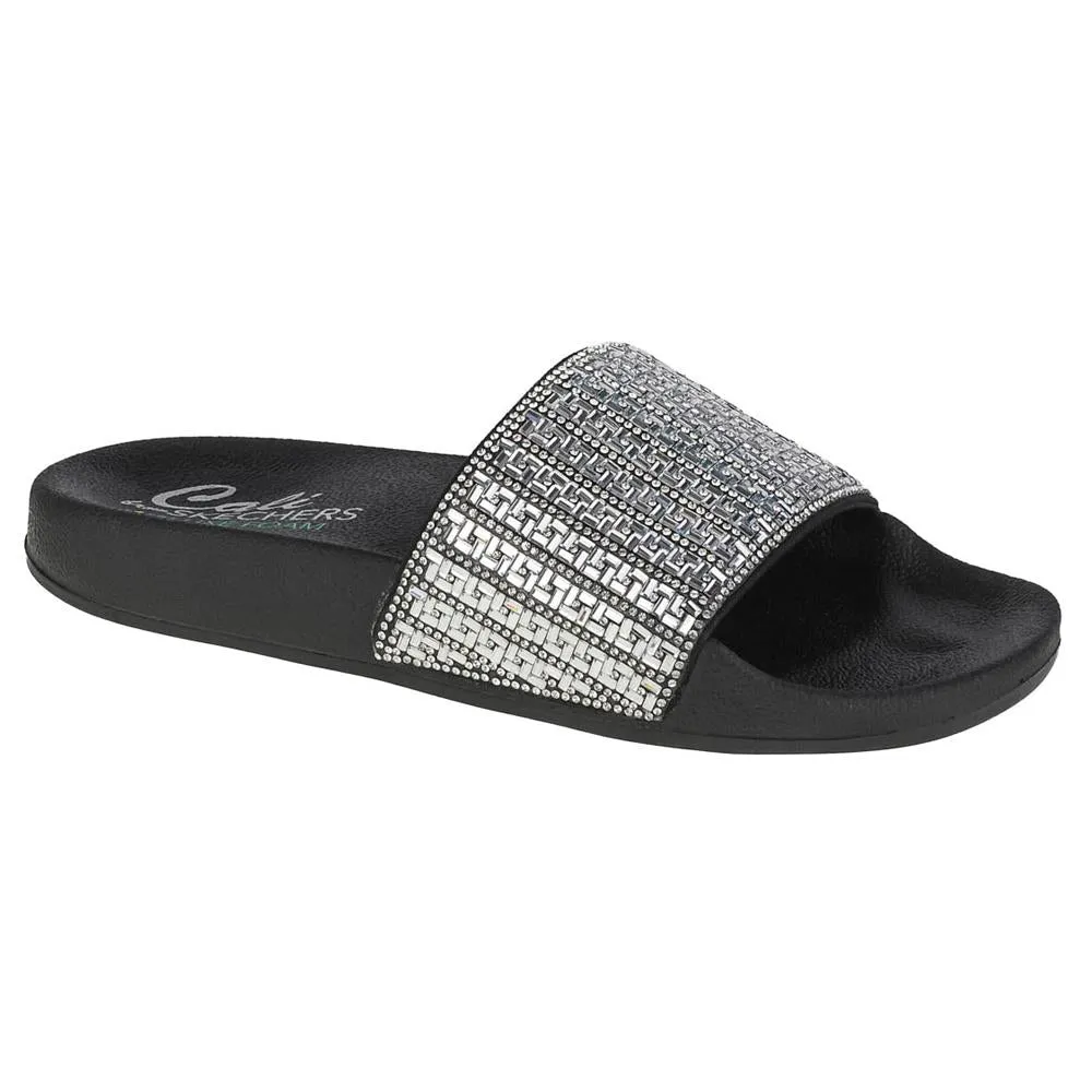 Skechers Ladies Pop Ups New Spark Black Vegan Slider Sandals 119320/BLK