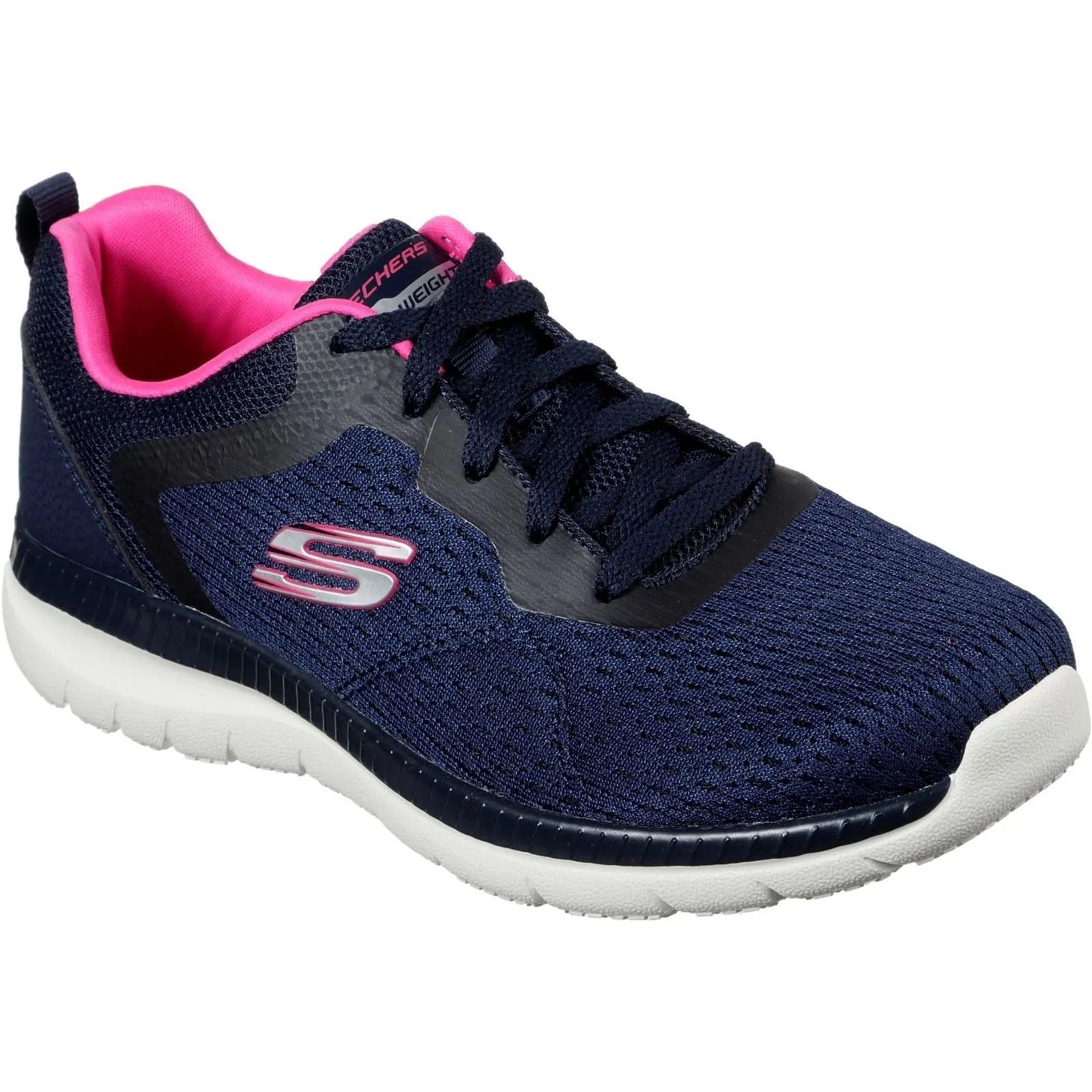 Skechers Women's Bountiful Quick Path Shoes in Navy/Hot Pink