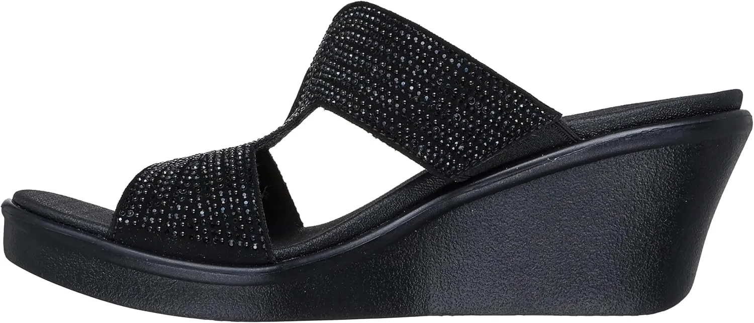 Skechers Women's Rumble on-Shining Night Wedge Sandal
