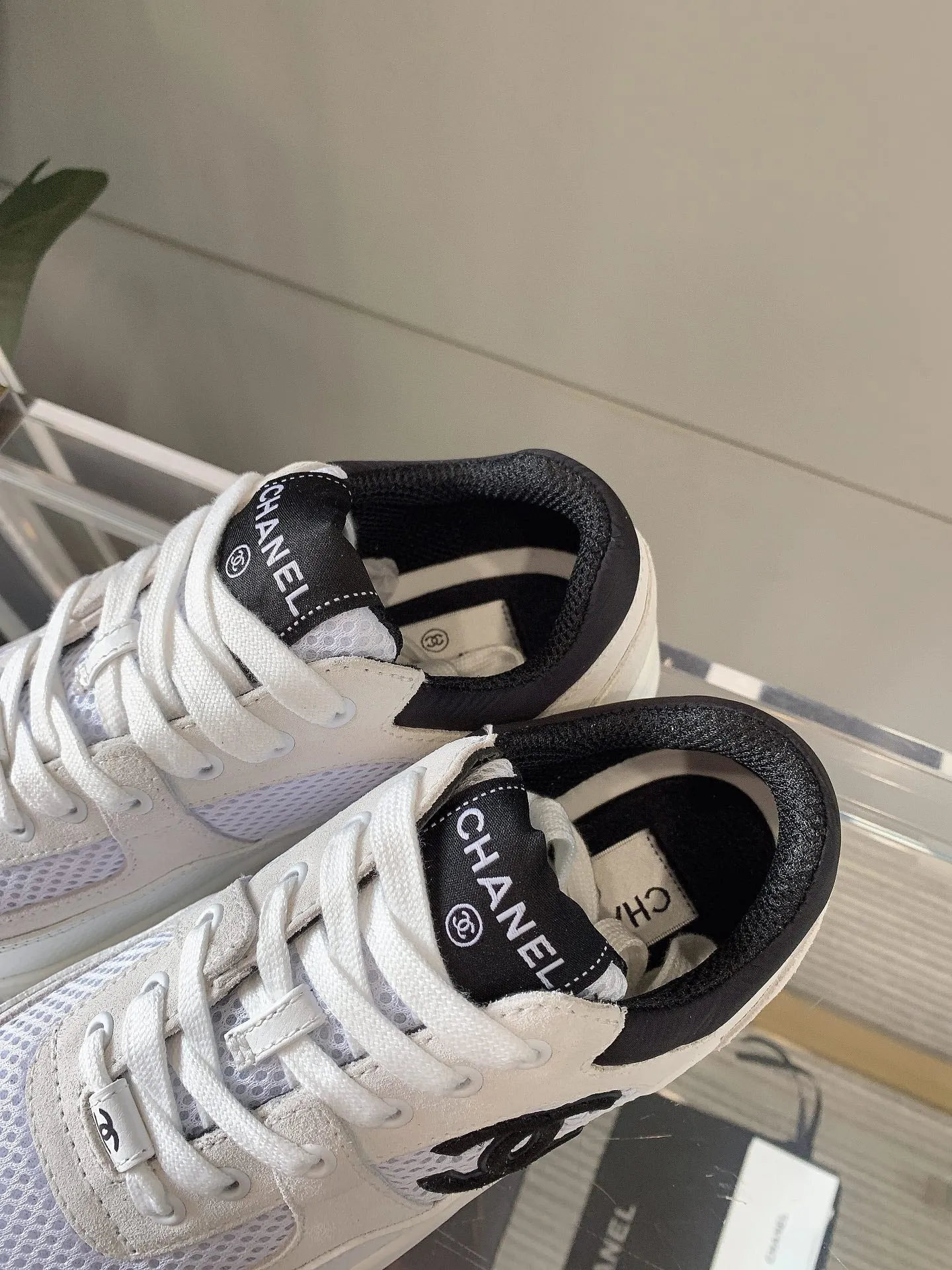 Sneaker CHANEL Mesh Overnight delivery 145612 Fabric In White Timely delivery