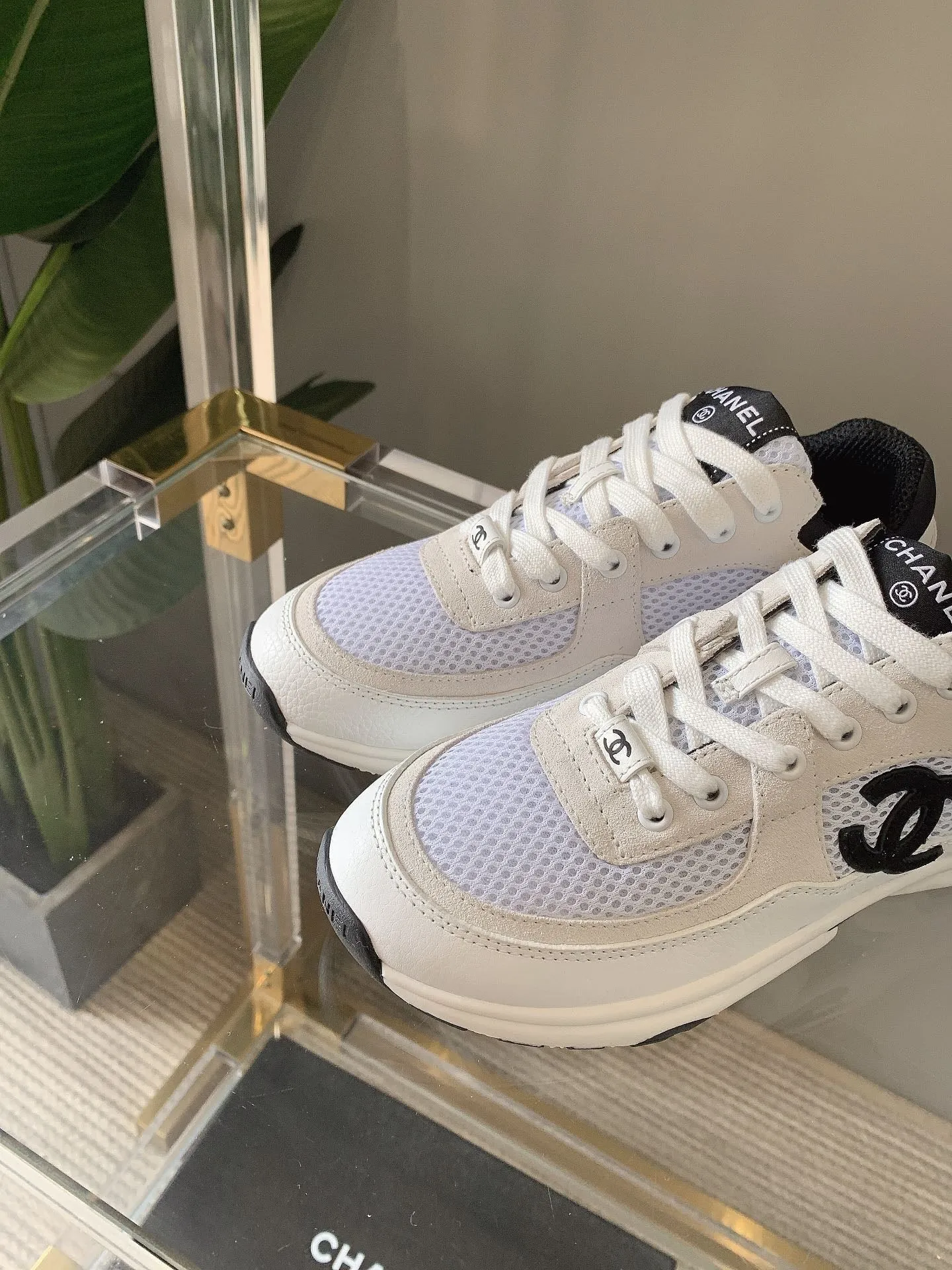 Sneaker CHANEL Mesh Overnight delivery 145612 Fabric In White Timely delivery