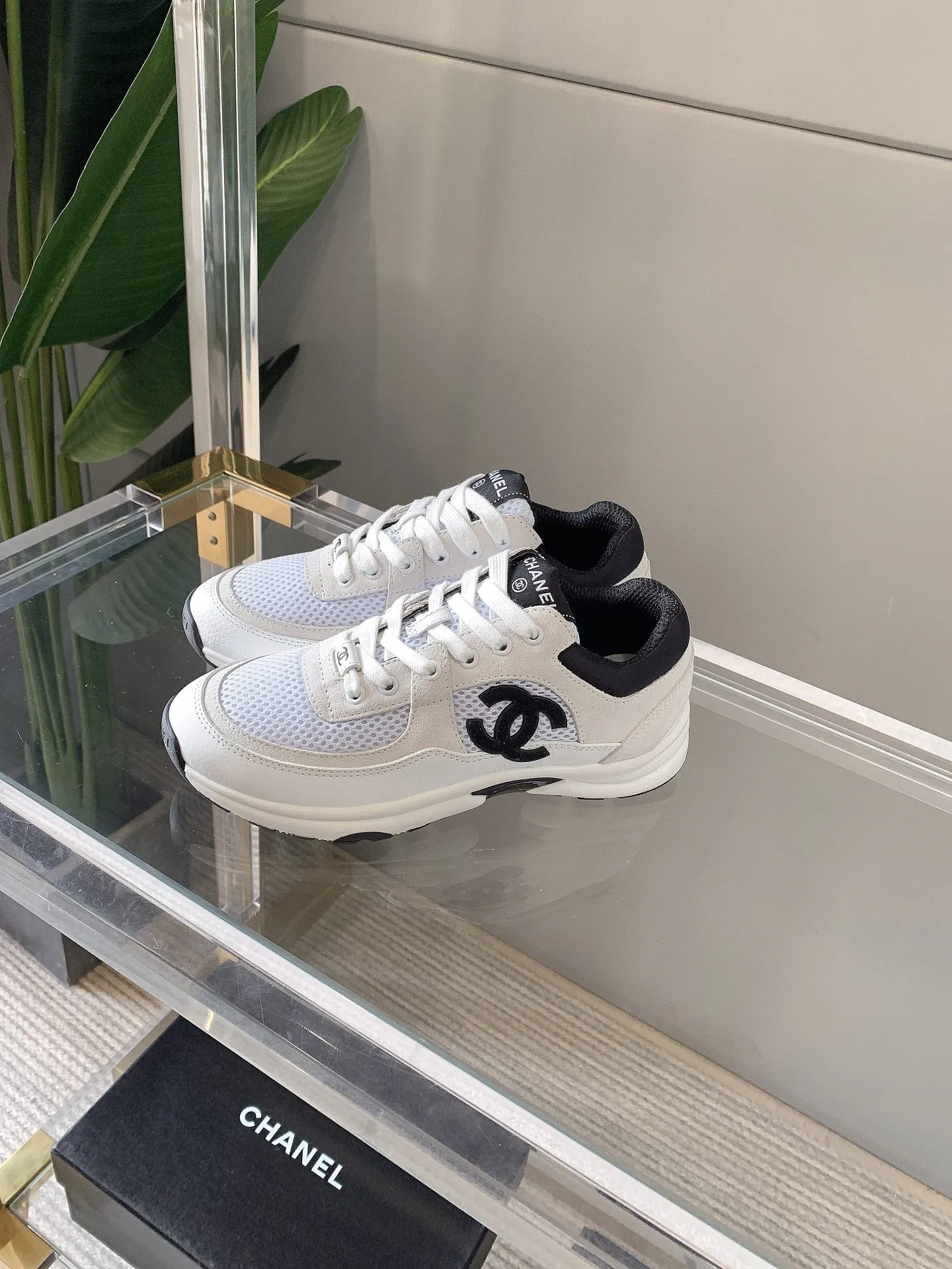 Sneaker CHANEL Mesh Overnight delivery 145612 Fabric In White Timely delivery