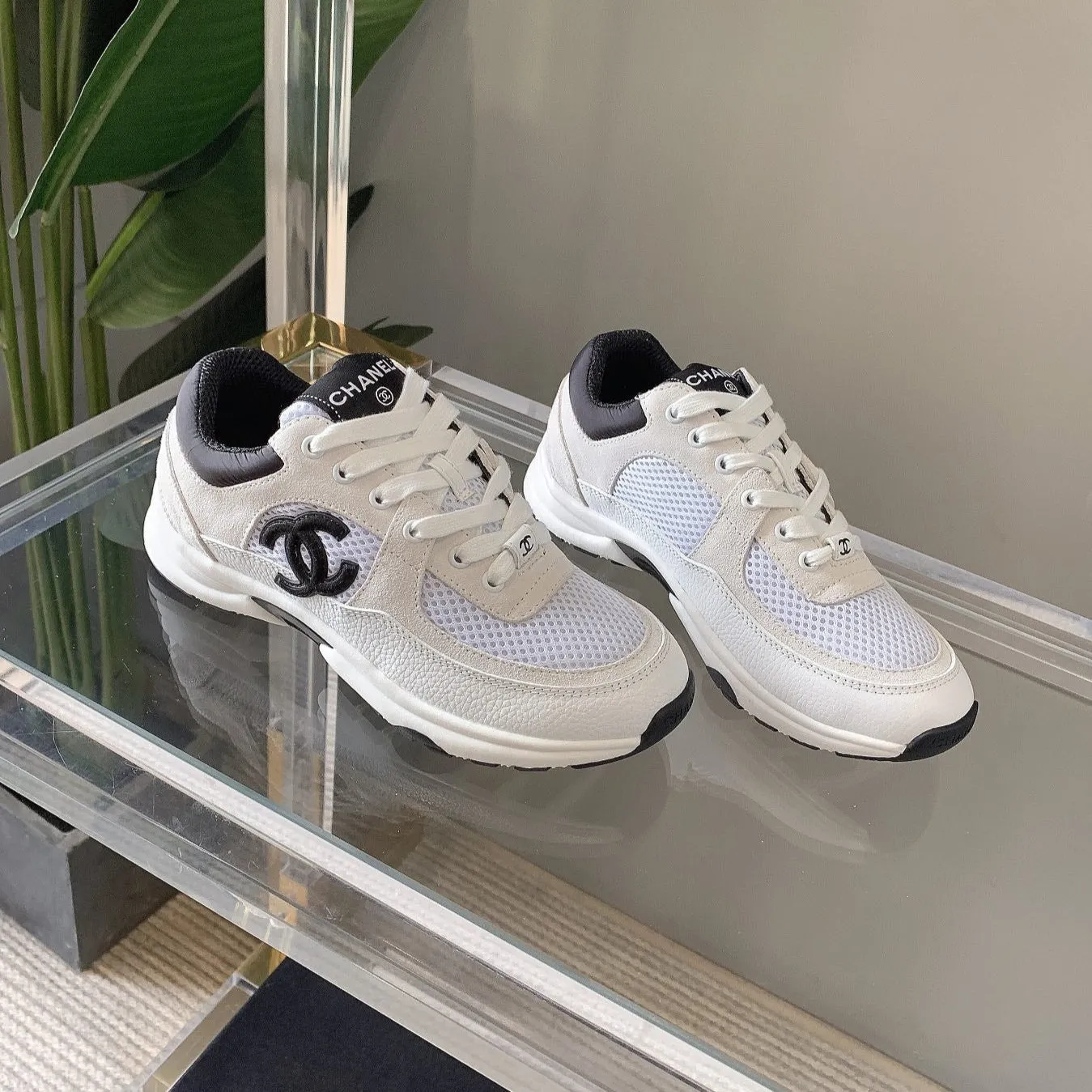 Sneaker CHANEL Mesh Overnight delivery 145612 Fabric In White Timely delivery