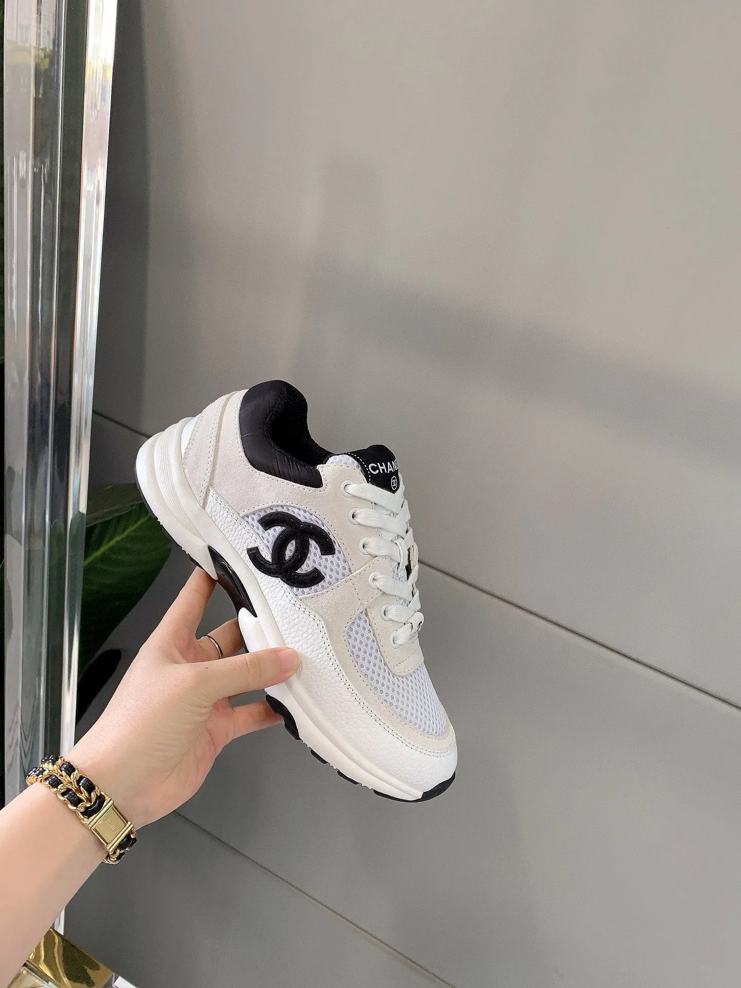 Sneaker CHANEL Mesh Overnight delivery 145612 Fabric In White Timely delivery