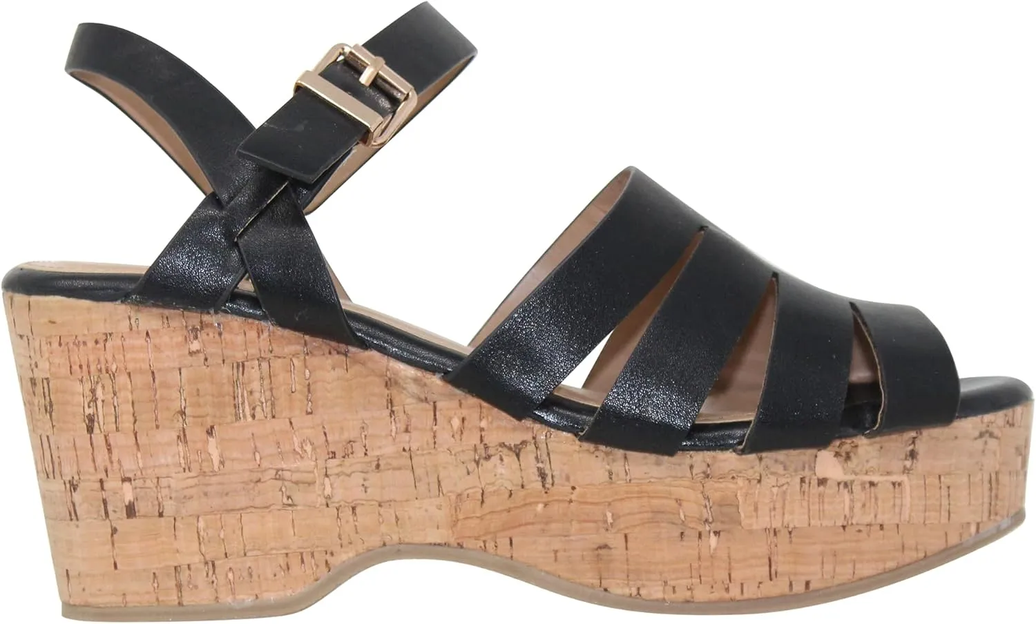 SOBEYO Women's Platform Strappy Sandals Wedge Cork Ankle Strap High Heels