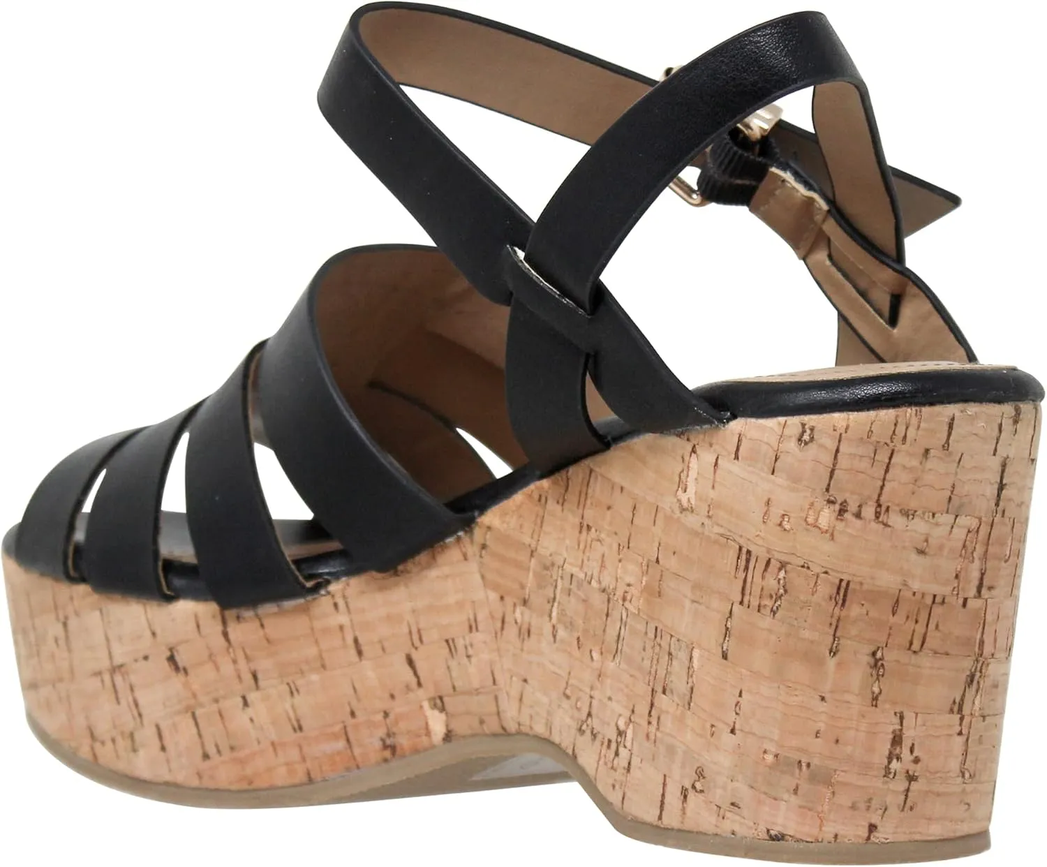 SOBEYO Women's Platform Strappy Sandals Wedge Cork Ankle Strap High Heels