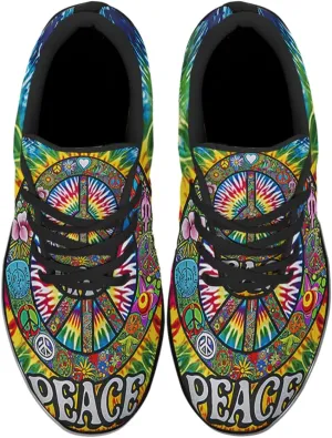 Sonzj-II Peace Hippie Printed Men Women Running Walking Shoes Lightweight Breathable Fashion Sneakers