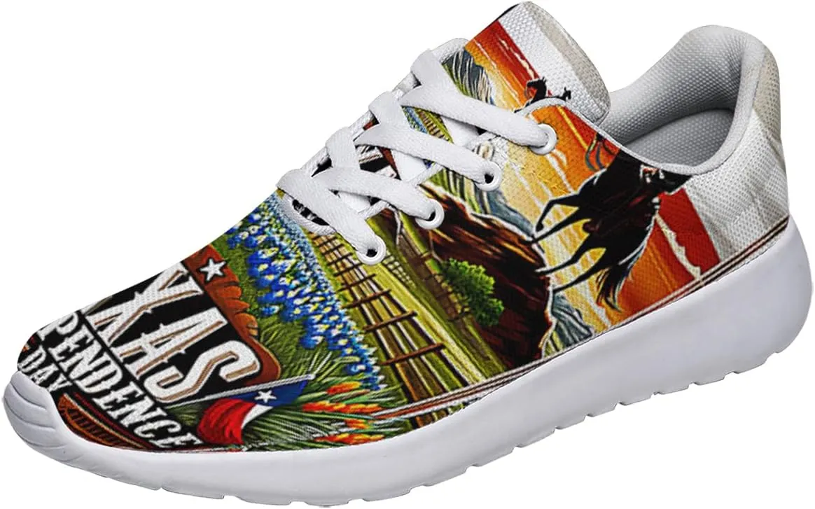 Sonzj-II Women's Men's Tennis Shoes Texas State Printed Sneakers Lightweight Breathable Running Walking Shoes