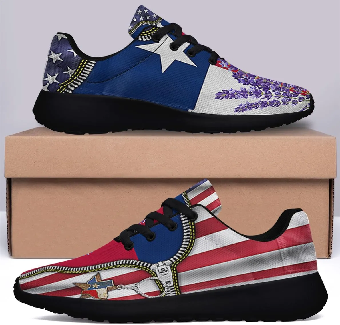 Sonzj-II Women's Men's Tennis Shoes Texas State Printed Sneakers Lightweight Breathable Running Walking Shoes