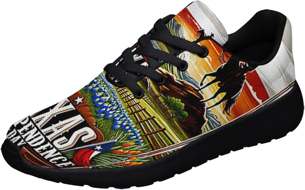 Sonzj-II Women's Men's Tennis Shoes Texas State Printed Sneakers Lightweight Breathable Running Walking Shoes